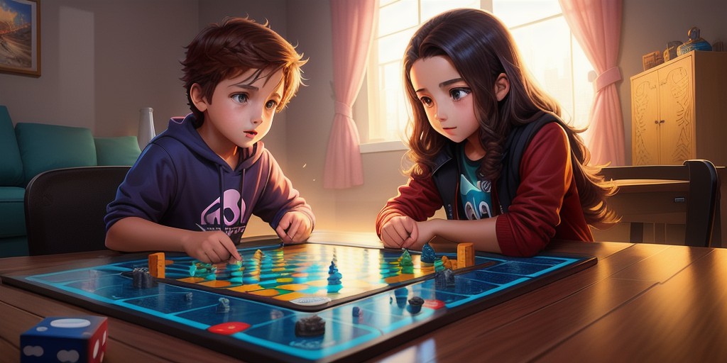 10-year-old children playing a board game